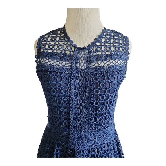 Molly Bracken Navy Macrame Elegance Dress Size Small - Picture 5 of 7